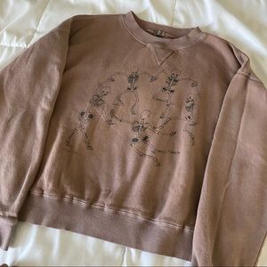 John galt dancing skeletons crop sweatshirt